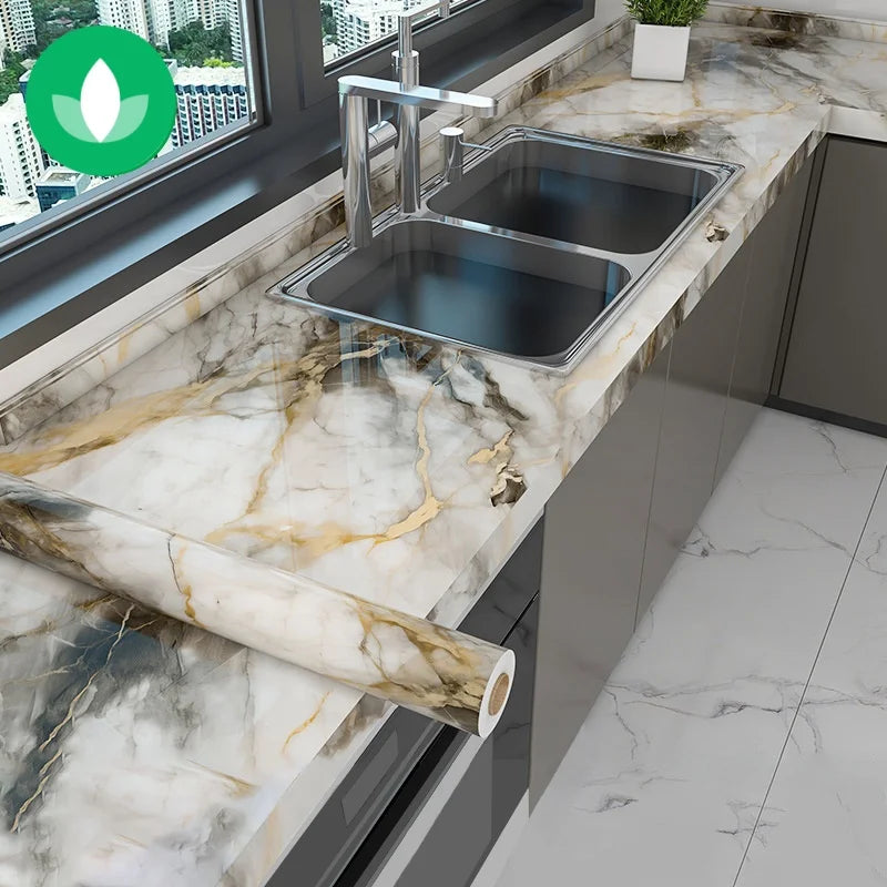 Waterproof Stone Wallpaper for Kitchen Cabinets and Interiors