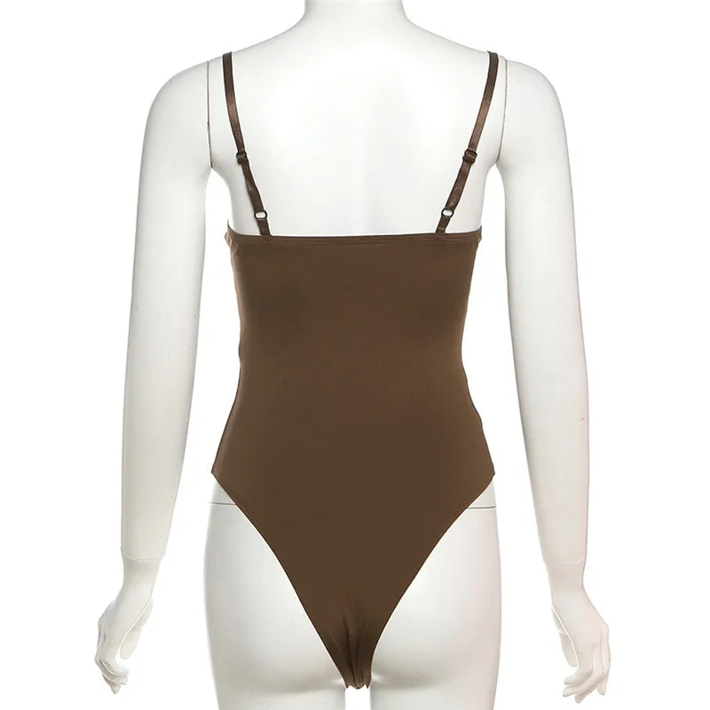 SylCue Sexy Fashion Bodysuits Women Wrapped Chest Backless Sleeveless Shaped Waist Skinny Stretch Street Wild Style Solid Tops