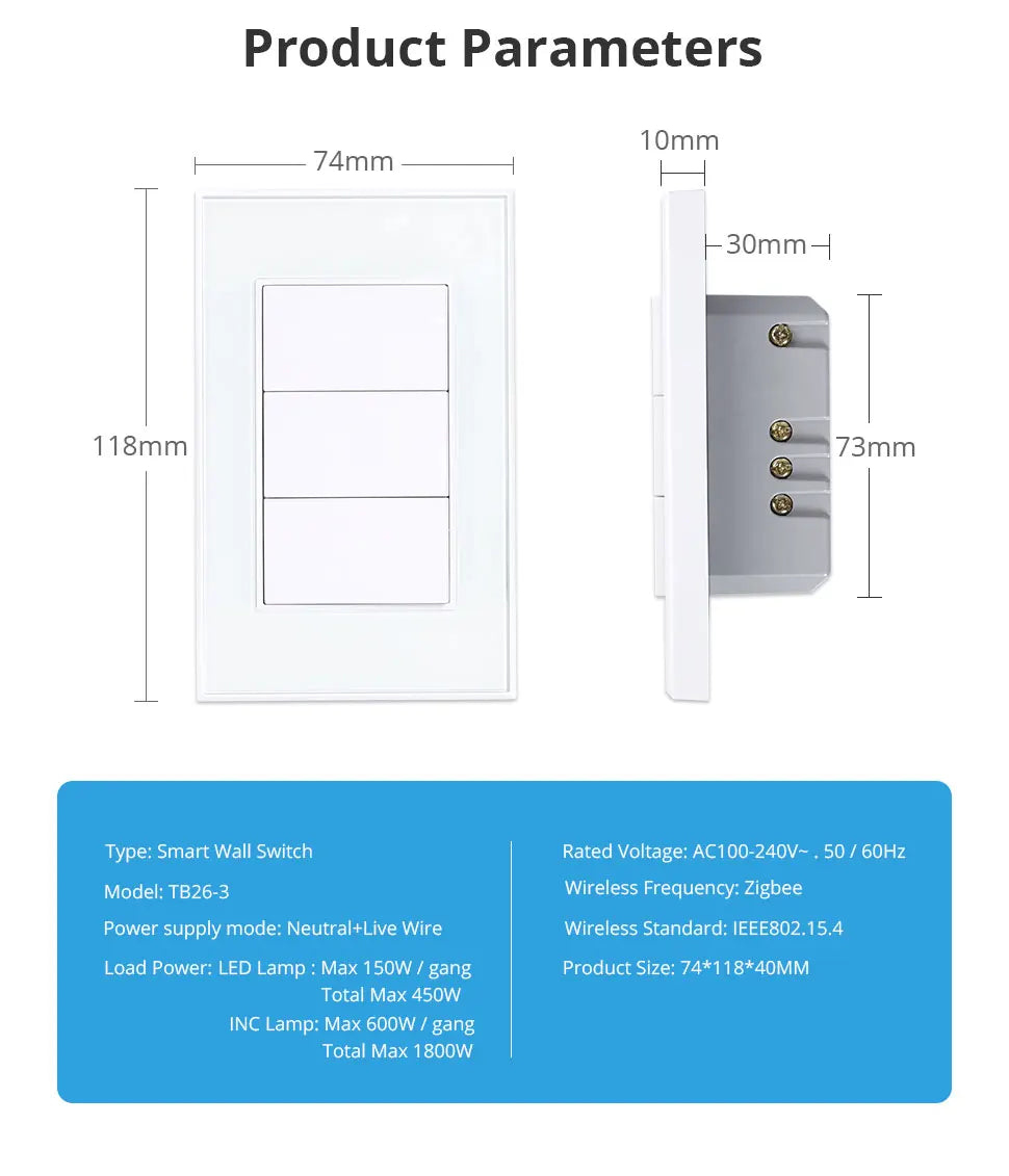 Zemismart Zigbee 3-way Tuya smart switch