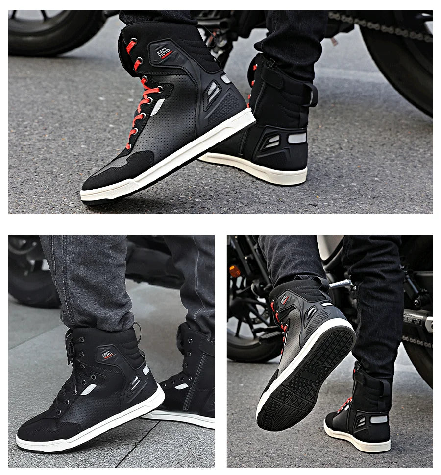 Giày Boots Lái Xe Máy Nam Hè Chống Va Đập Phản Quang