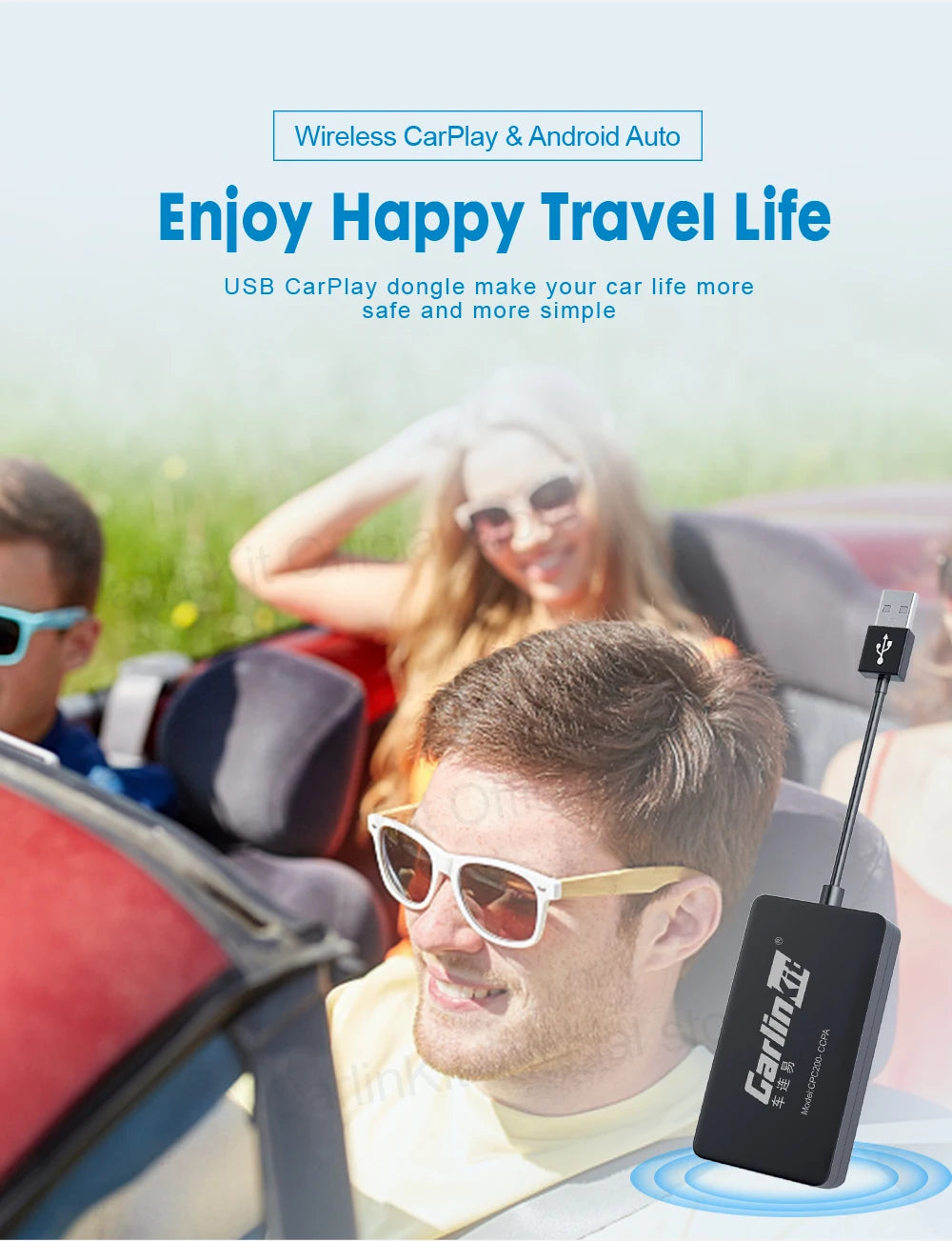 CarlinKit Wred & Wireless Android Auto & CarPlay Dongle Car USB Adapter For Aftermarket Android Car Radio Mirrorlink Split Sceen