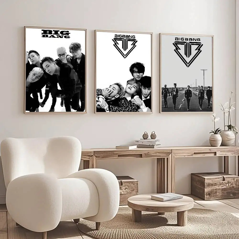 1PC Korean Pop Band B-BIGBANG Poster Waterproof Wall Art Sticker For Bar Living Vintage Room Decor High Quality Print Gift