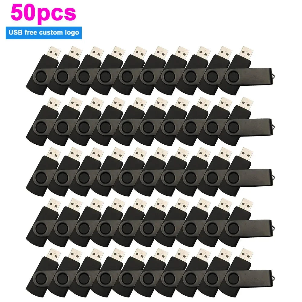 Set of 50 USB 2.0 Flash Drives with multiple capacities 1GB-64GB