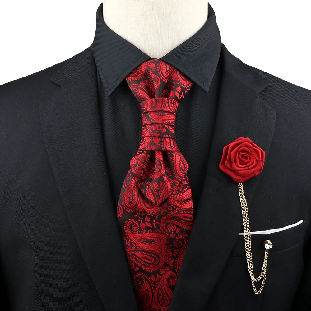 Premium luxury Paisley men's tie &amp; brooch