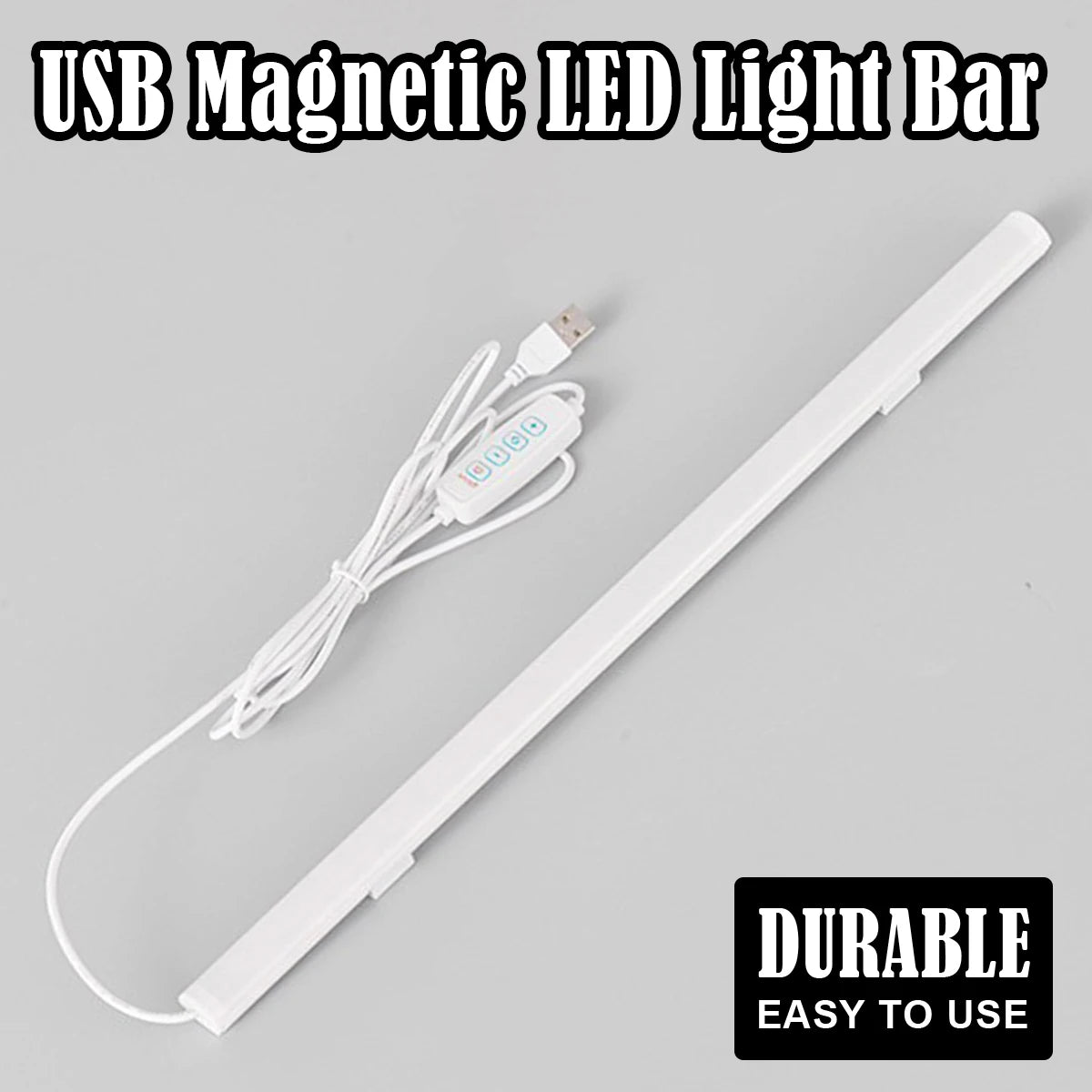 3-Color LED Reading Light USB Magnetic Strip Mounted on Cabinet 20-50cm