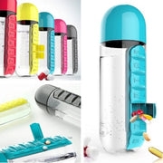 Portable Water Bottle with Convenient Medicine Box for Outdoors