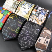 Cà vạt lụa giả cổ điển họa tiết động vật & kiến trúc