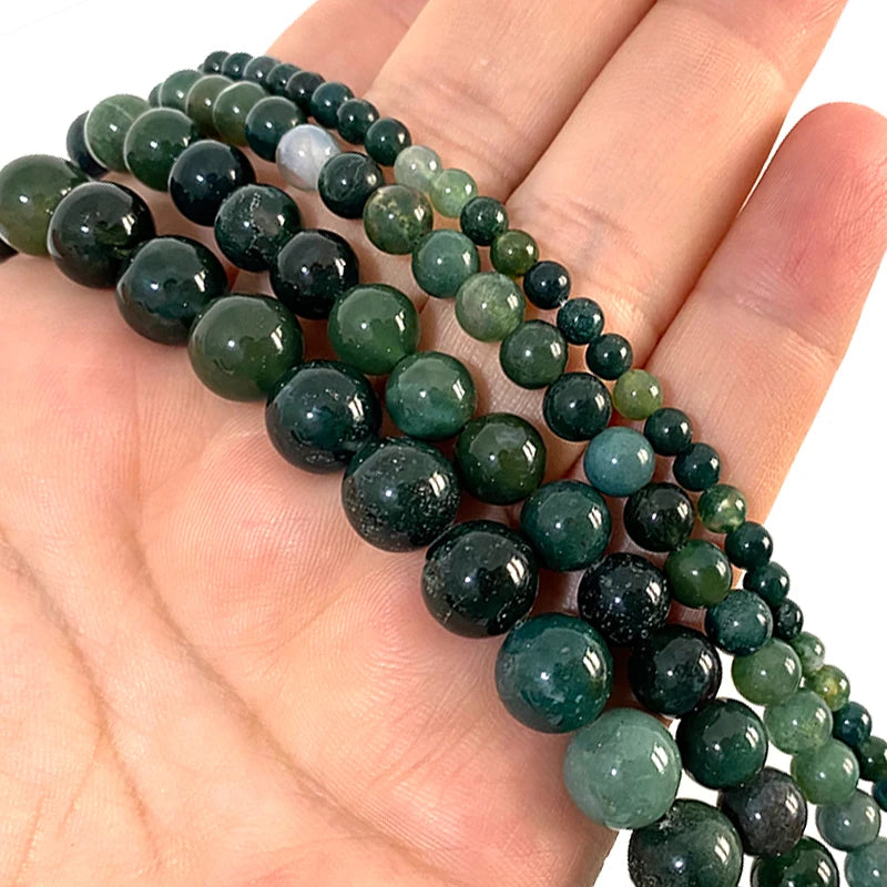 Natural Moss Stone Beads - DIY Handmade Jewelry 15''