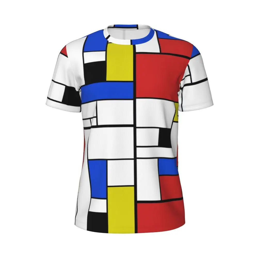 Stylish Mondrian Striped Men's Gym T-Shirt