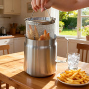 Stainless Steel 2L Deep Fryer Pot with Oil Strainer and Basket Large Capacity Versatile Frying Pot for French Fries Chicken