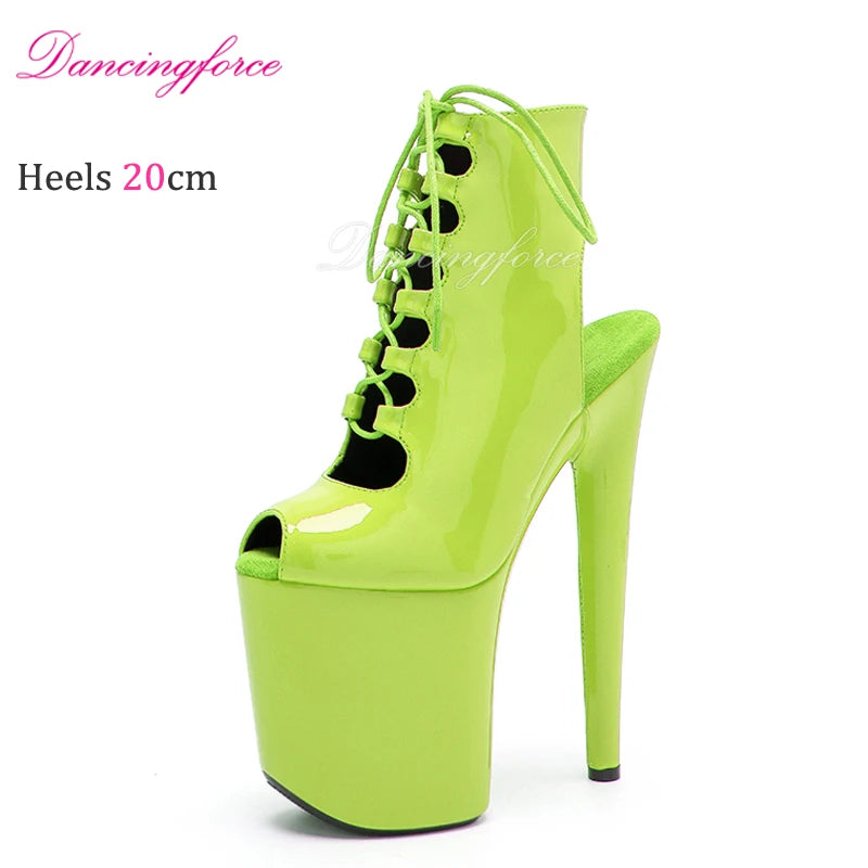 20cm High Heels, Dark Pink, Wedges, Short Cut