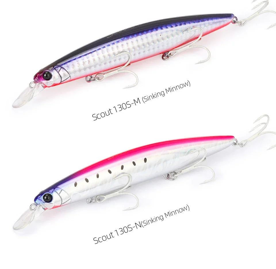 TSURINOYA 130S Sinking Minnow Fishing Lure SCOUT 130mm 24g Long Casting Seabass Flounder Artificial Large Sea Fishing Hard Baits