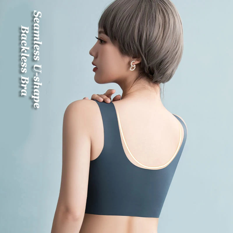 Áo Ngực Nữ Không Đường May Ren Đẩy Nâng Plus Size