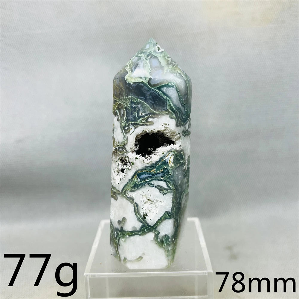 Natural Moss Agate Tower - Super Energy