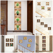 4pcs/set Simulated Plant Potted Plants Cabinet Decoration Wall Stickers Peel &amp; Stick Waterproof PVC Frameless Wall Art Mural