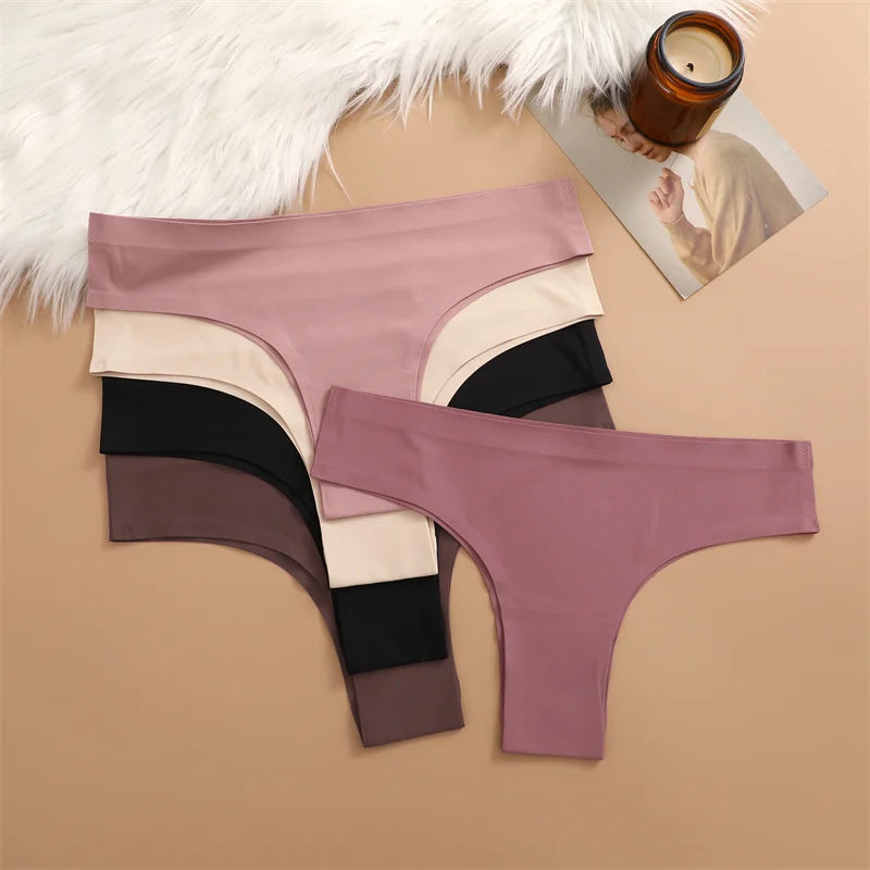 Set of 3 Sexy Ice Silk Low-Waist Ultra-Thin Women's Panties