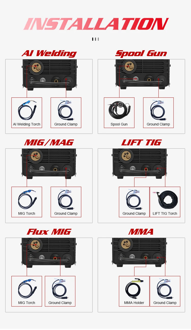 ANDELI 220V MIG Welding Machine with Double Pulse ARC Lift TIG Semi-automatic Welding Aluminum Welders Spool Gasless soldering - Daisan Mart