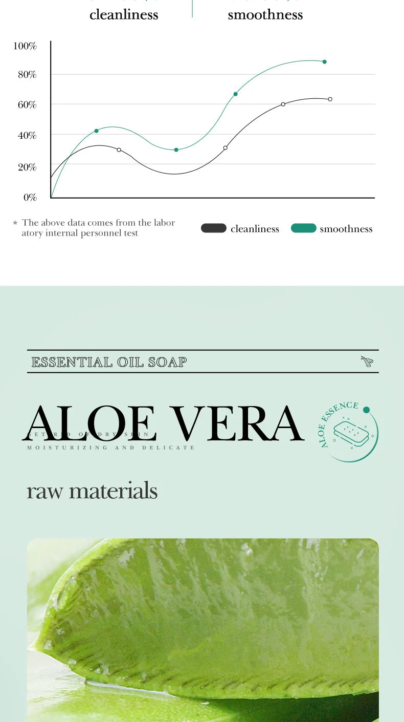 Aloe Vera Smooth Cleansing Natural Soap Cleansing Smooth Handmade Essential Oil Soap100g - Daisan Mart