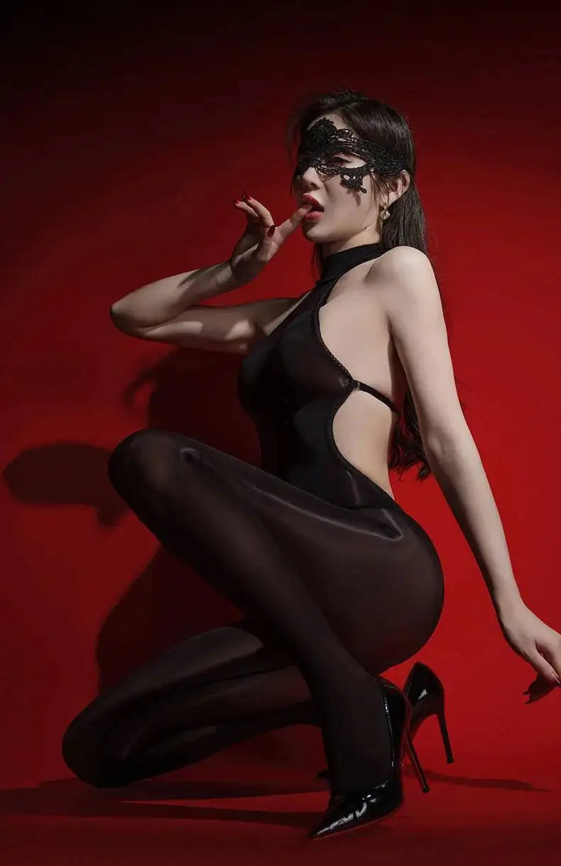 Sexy Backless Glossy Bodysuit 6D Horse Oil ZNZ1