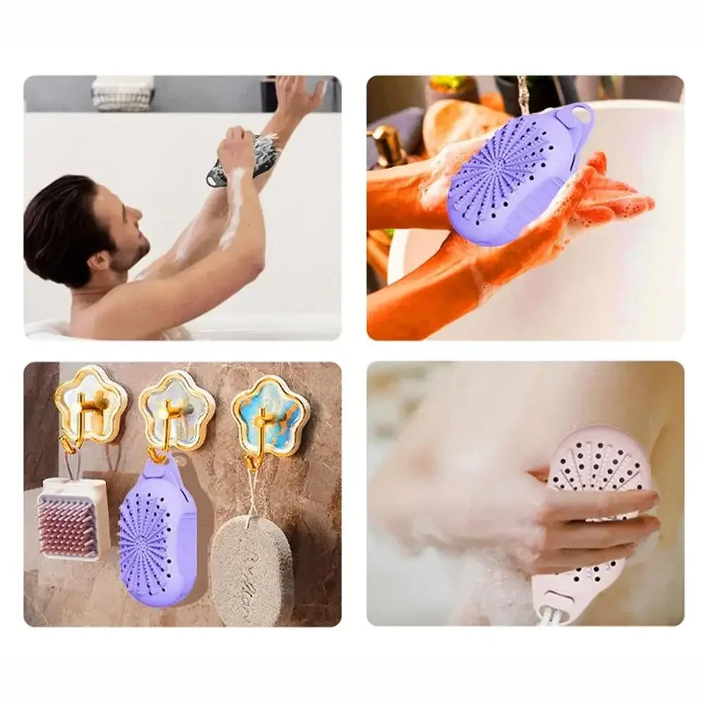 Dual-Sided Silicone Bar Soap Scrubber Exfoliating Soap Holder Pouch With Gentle Deep-Clean Quick-Dry Soap Saver For Shower
