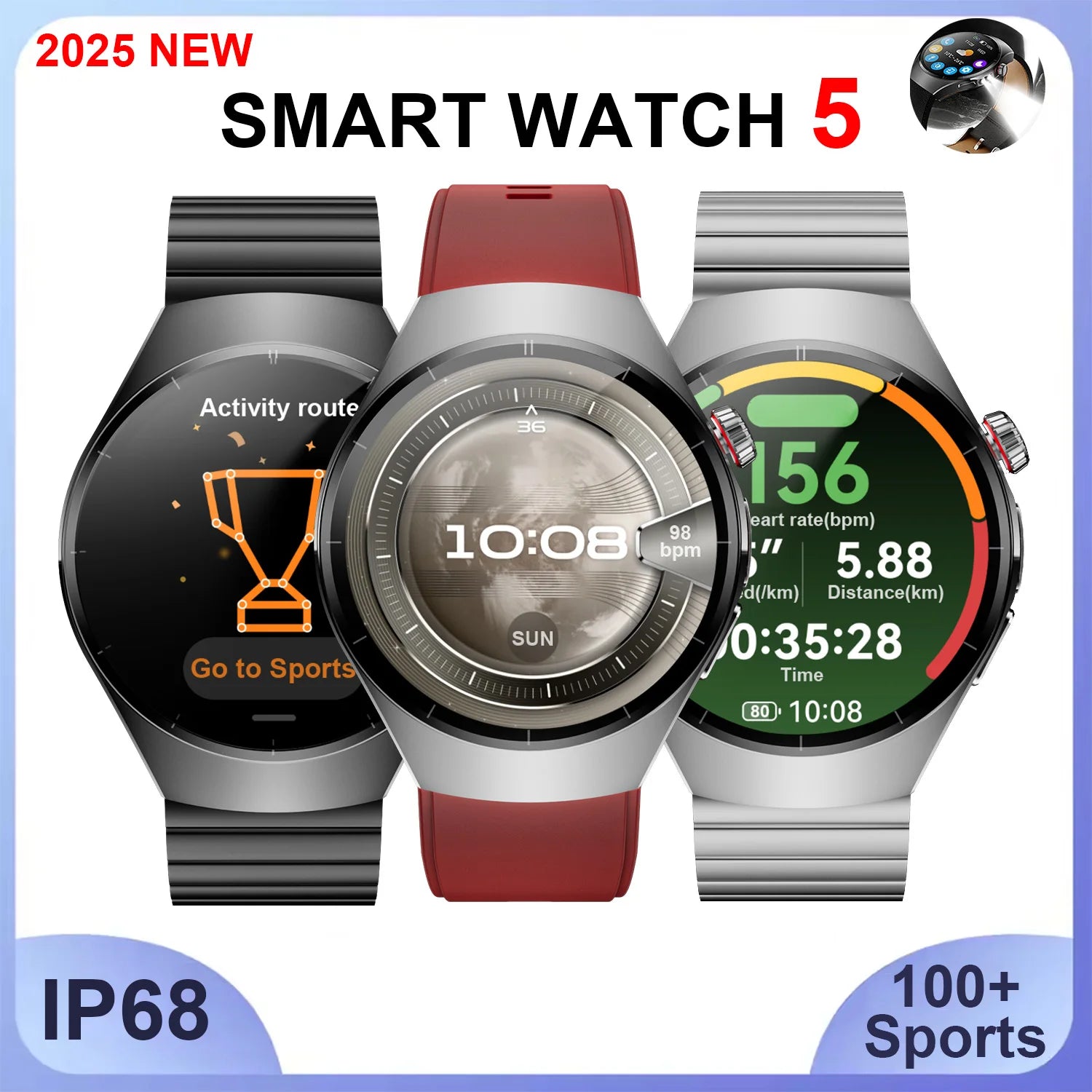 Đồng Hồ Thông Minh 2025 - Watch 5 AMOLED Chống Nước IP68