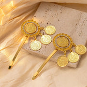 Kẹp Tóc Mạ Vàng Đồng Xu Thổ Nhĩ Kỳ Dành Cho Cô Dâu