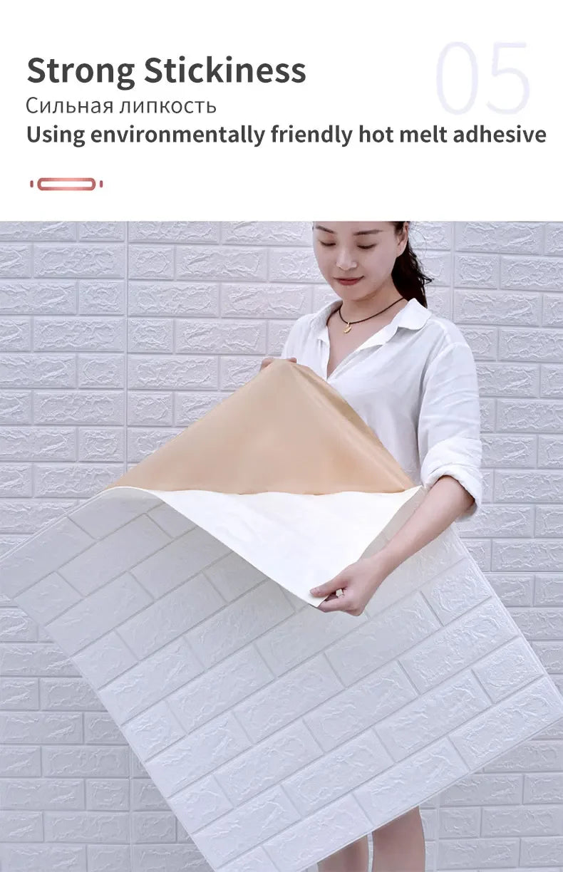 10Pcs 3D Self-Adhesive Wall Stickers Living Room Home Luxury Wall Decor Peel and Stick DIY Modern Wallpaper Bathroom Waterproof