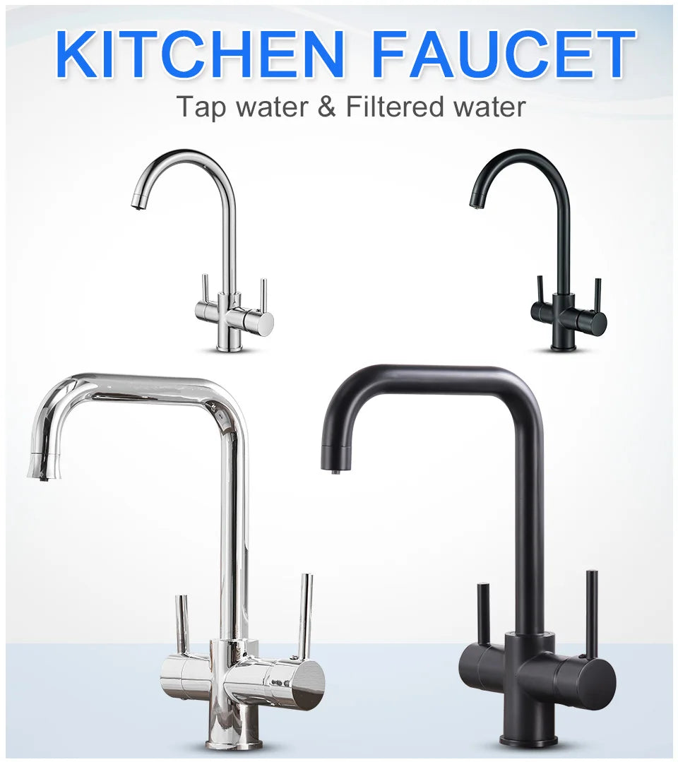 ROVATE Chậu bếp 3 trong 1, Vòi nóng lạnh có lọc nước uống