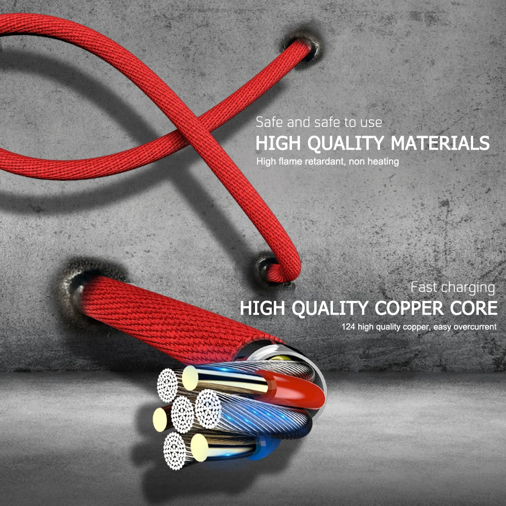 90 Degree Angle Fast Charging Cable 1/2/3m Length For iPhone/iPad