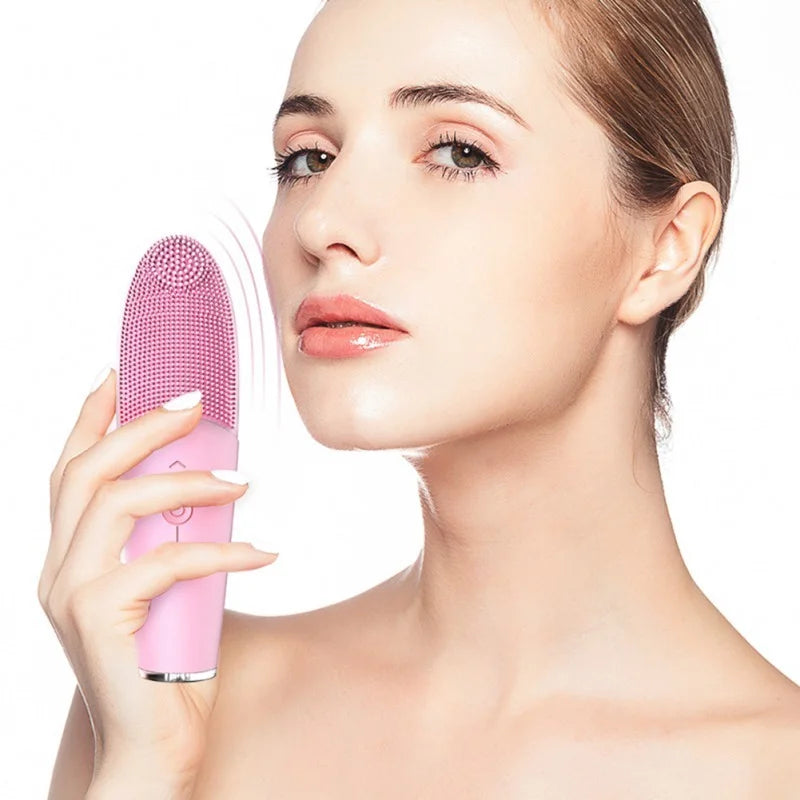 Waterproof Ultrasonic Vibrating Hot Silicone Facial Cleanser