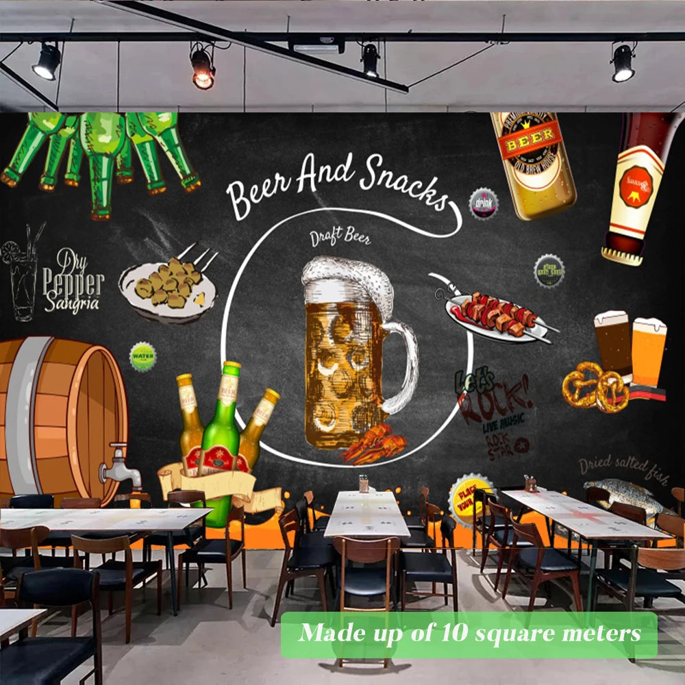 Custom Size Mural Wallpaper 3D Grilled Steak Pizza Shop Donuts Wall Painting Restaurant Cafe Modern Kitchen Spices Wall Papers