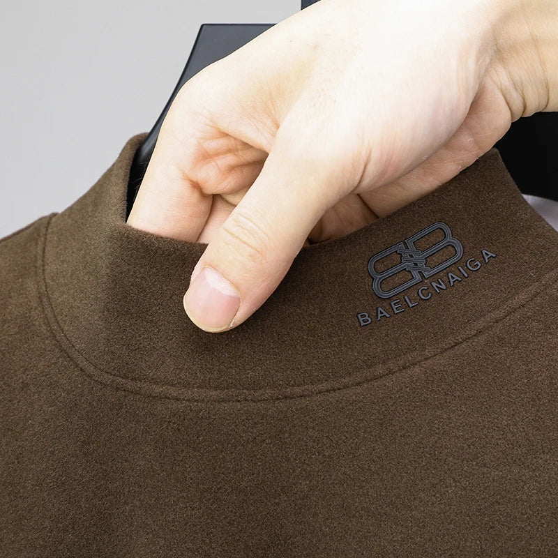 Men's High-Quality Velvet T-Shirt Printed with Warm Letters for Fall and Winter