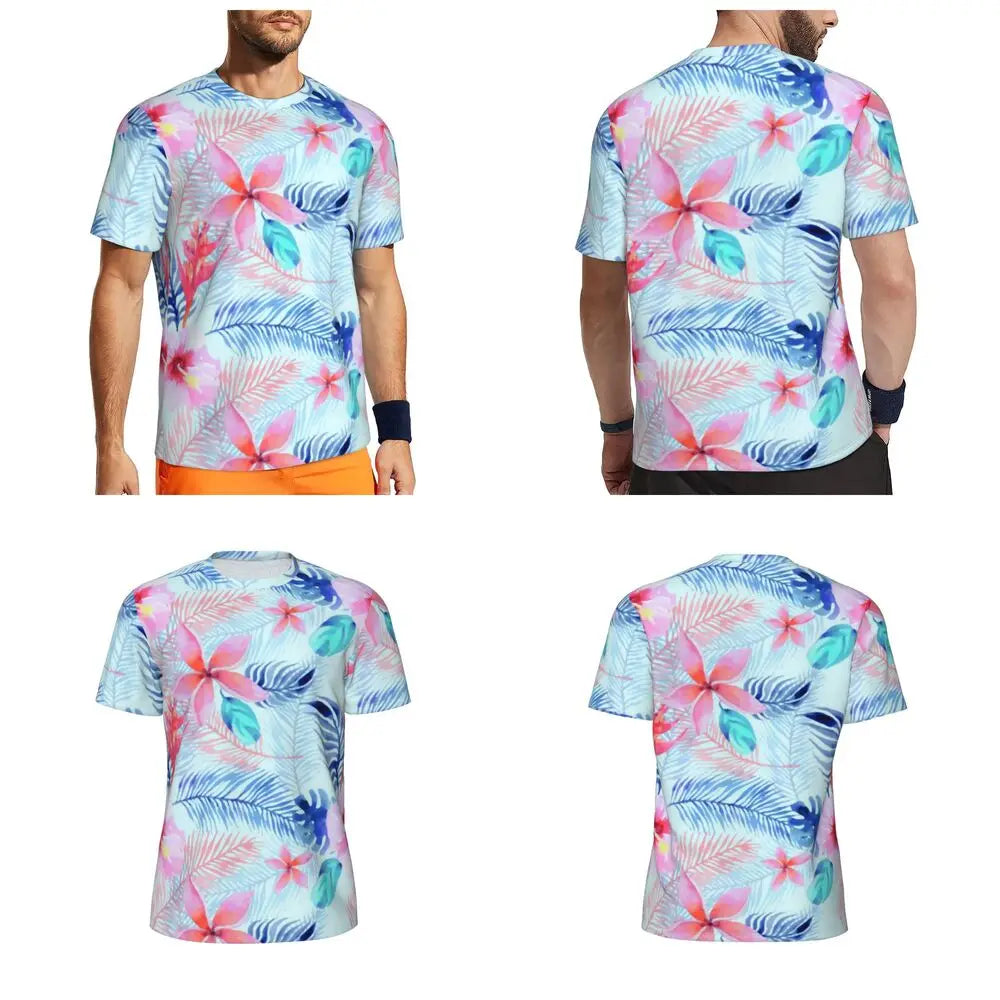 Áo Thun Nam Họa Tiết Lá Nhiệt Đới Màu Sắc Cá Tính