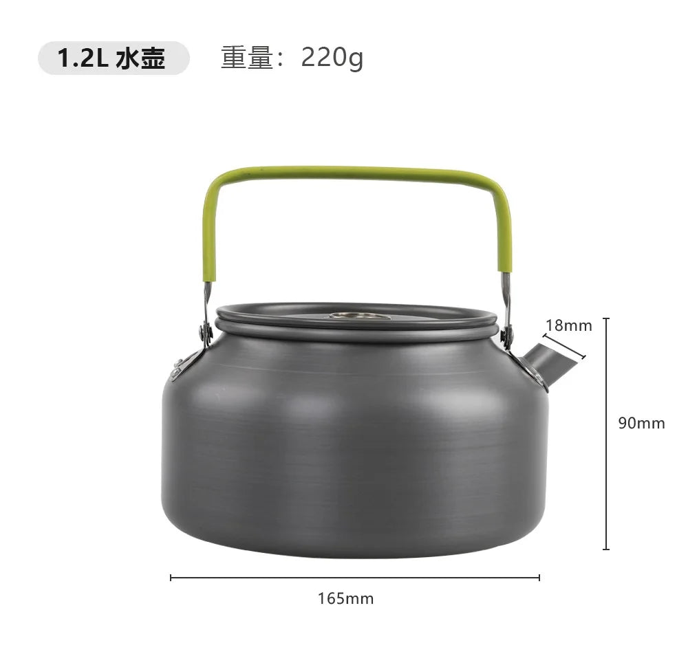 Convenient 800ml/1.2L Alloy Camping Kettle