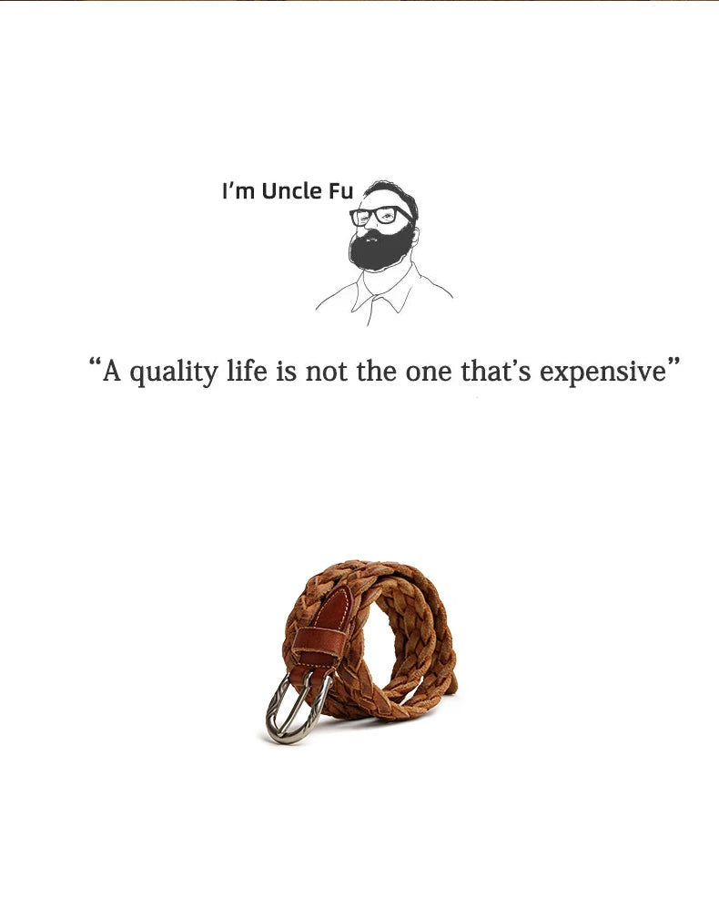 Thắt lưng da bò 2 lớp Vintage nam nâu Maden