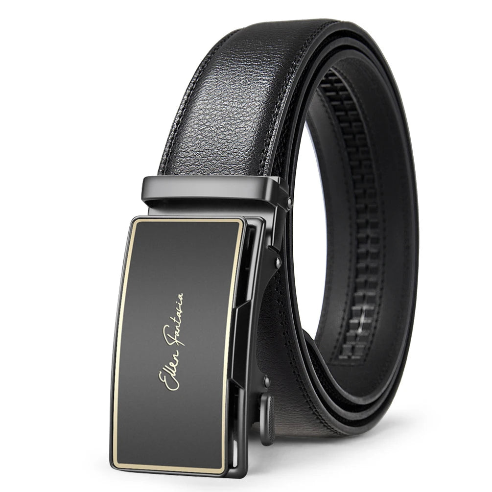 High Quality Genuine Leather Men's Belt with Alloy Automatic Buckle