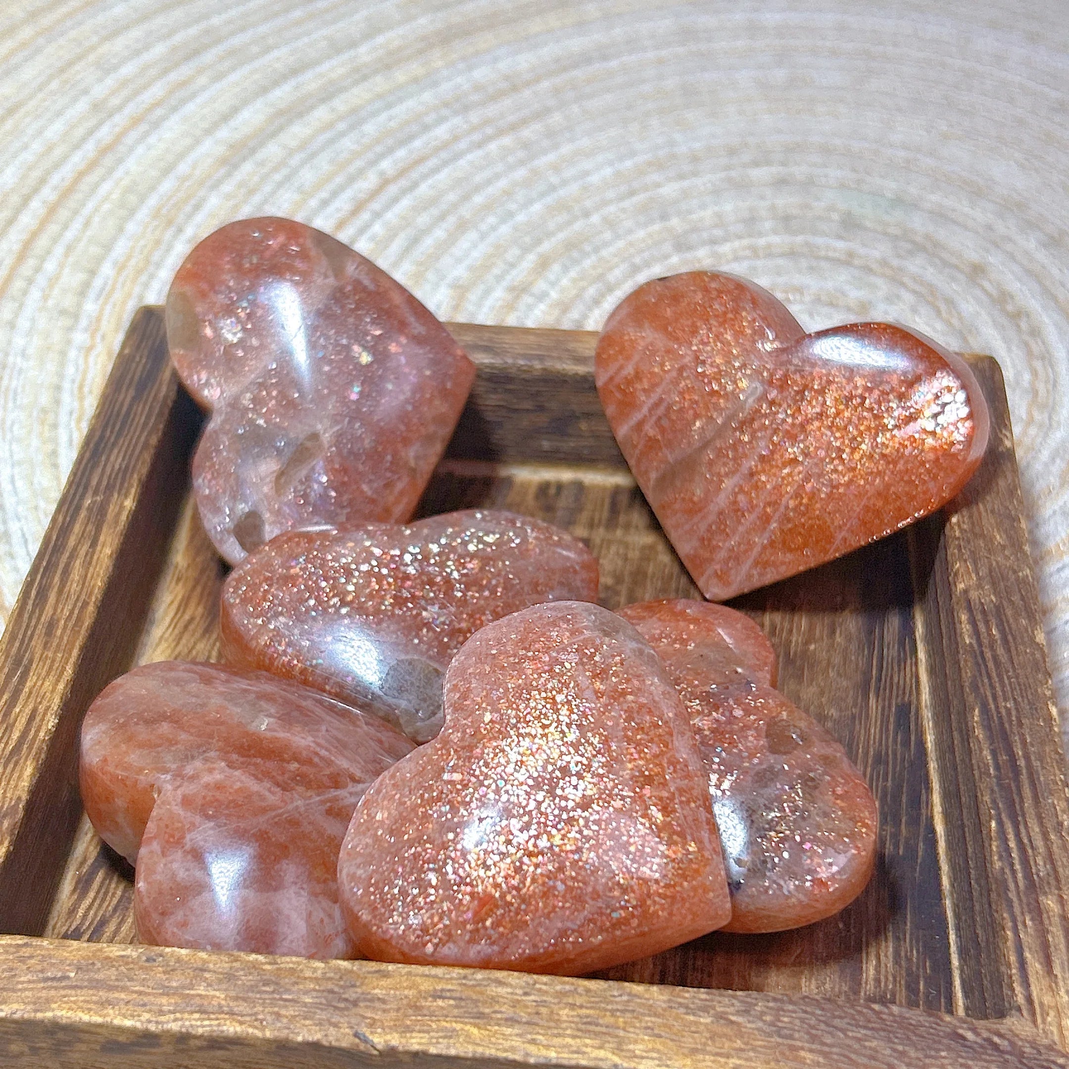 Natural Sunstone Heart Shaped Healing Decoration
