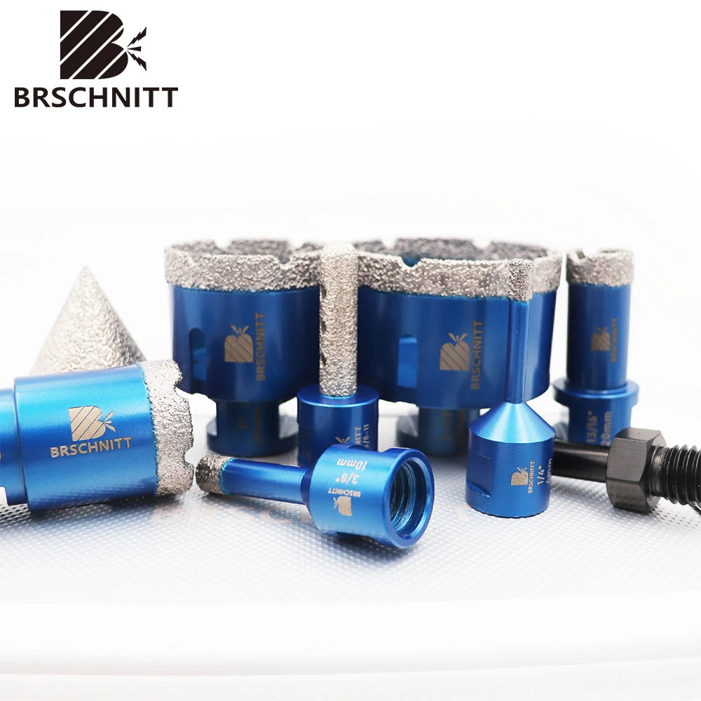 BRSCHNITT 9Pcs Diamond Drill Bit Set for Ceramic Marble Granite Tile Hole Saw Kit 58 Thread Milling Bit for Drilling