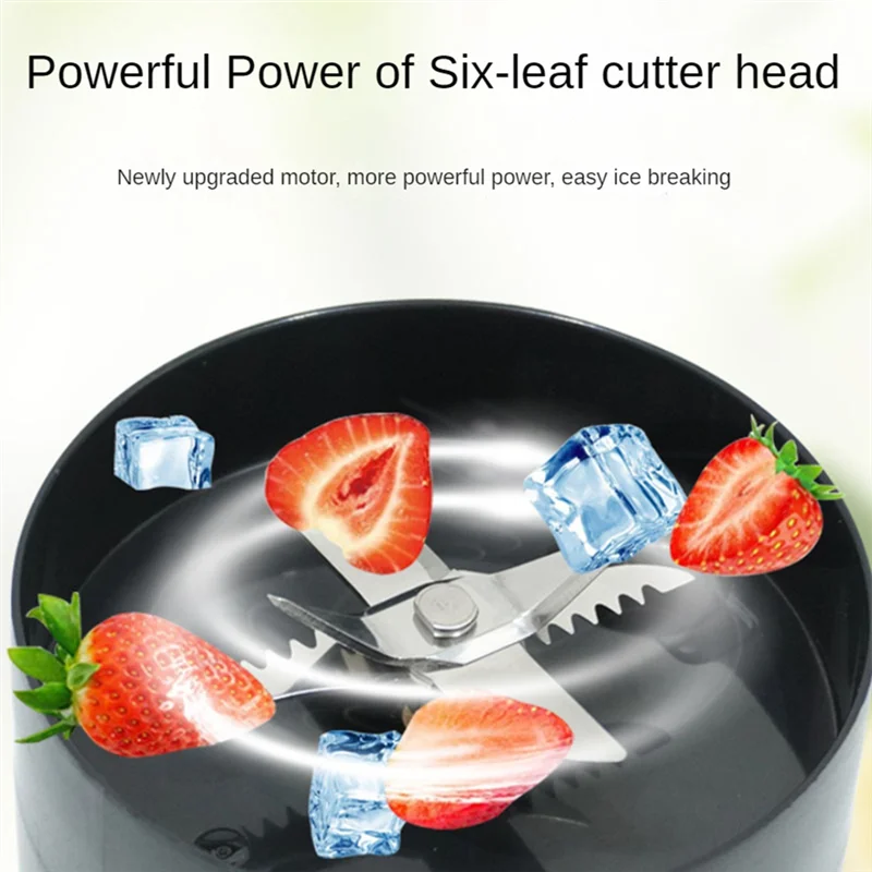 SOFT-Portable Personal Blender For Shakes And Smoothies Blender With 6 Blades USB Rechargeable Handle And Straw Lid Blender