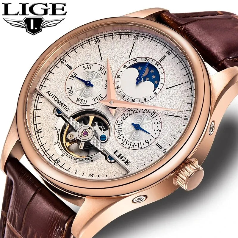 Đồng Hồ Nam LIGE Tourbillon Tự Động Chính Hãng