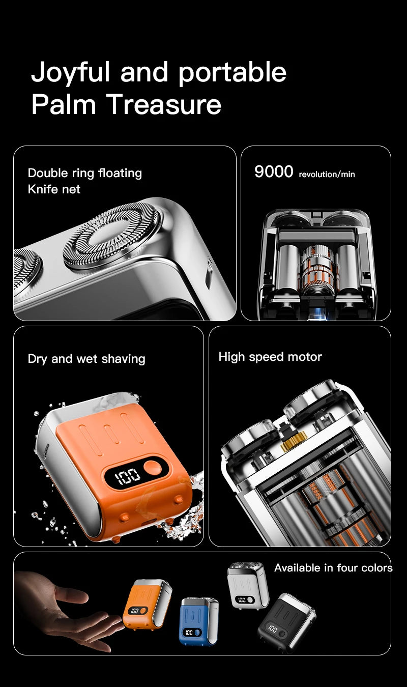 Mini Electric Smart Shaver Dual Blade Household Car Shaver Digital Display Rechargeable Shaver Powerful Beard Trimmer Tool