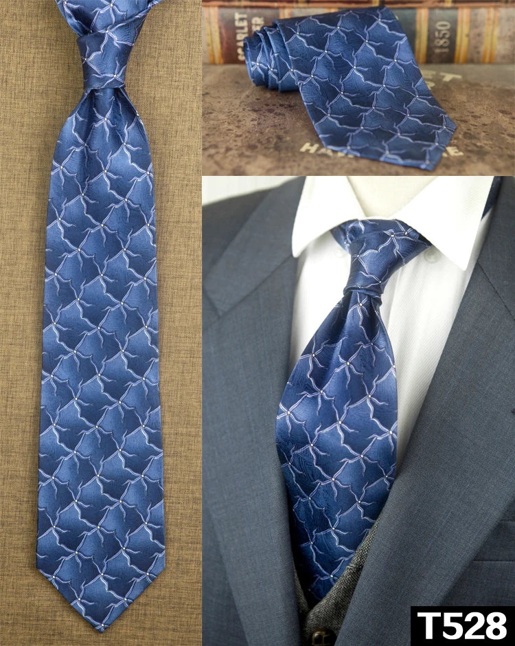 復古領帶，10厘米，100%真絲，抽象圖案