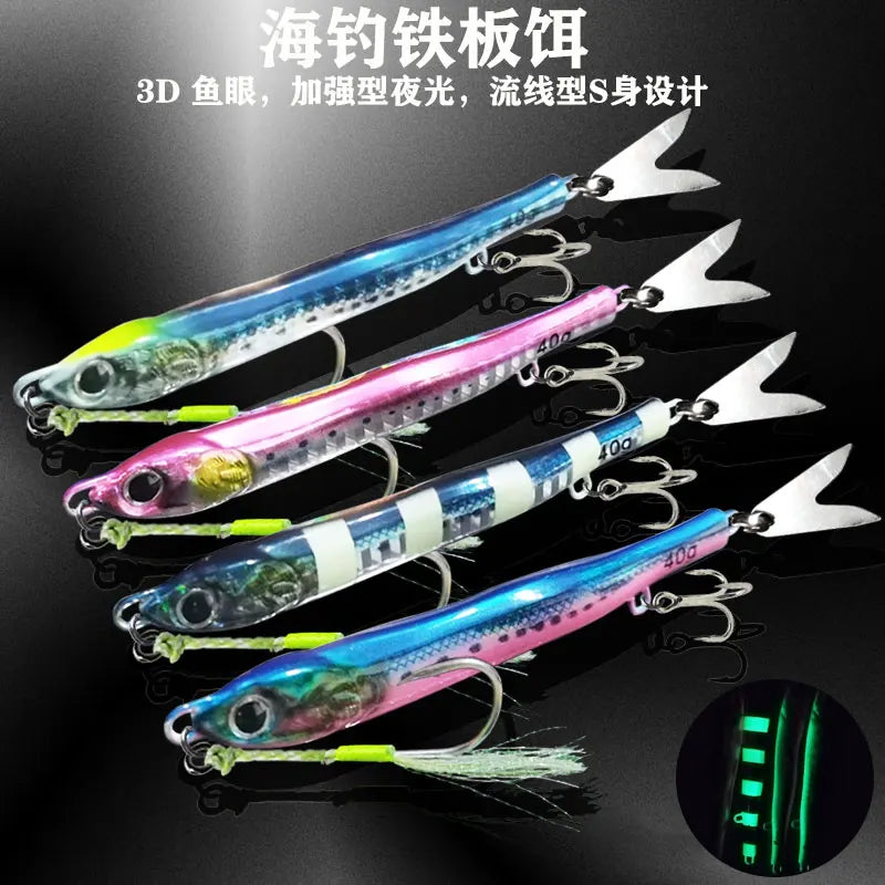 3D Glowing Jig Lure Fast Sinking 40g60g80g
