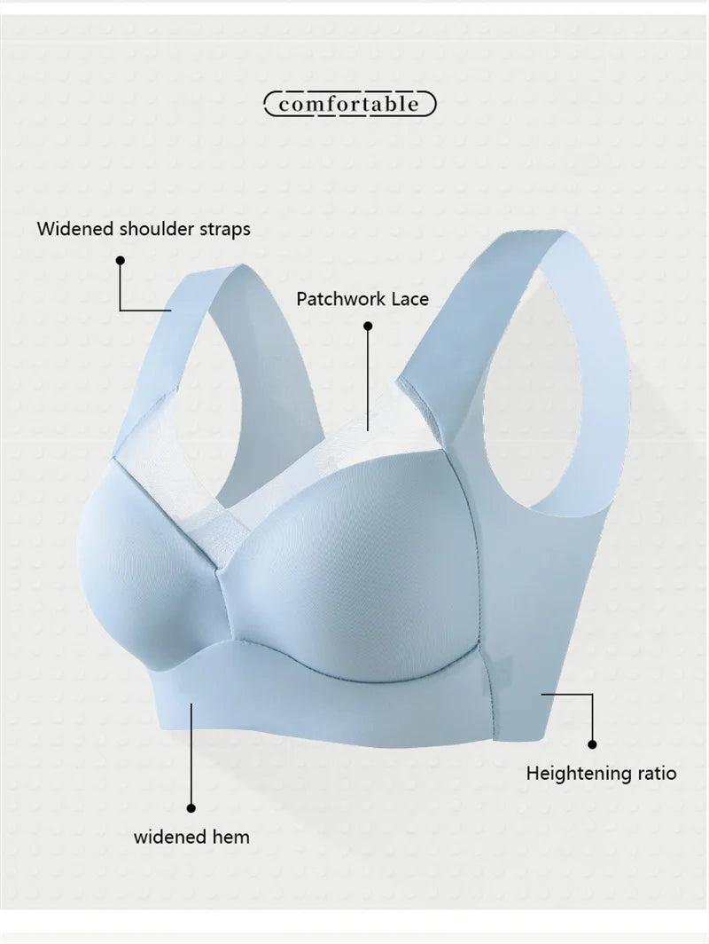 Áo Ngực Nữ Không Đường May Ren Đẩy Nâng Plus Size