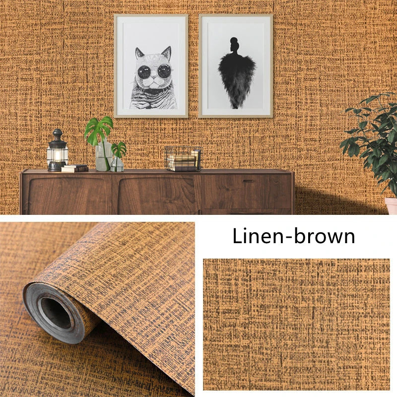 Imitation Linen Wallpaper Self-adhesive Household Wall Stickers Linen Pattern Self-adhesive Wallpaper Thickened Waterproof Stick