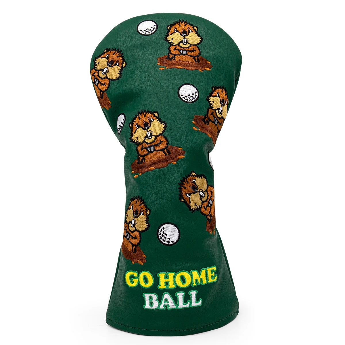 Groundhog Premium Embroidered Green Leather Golf Club Cover