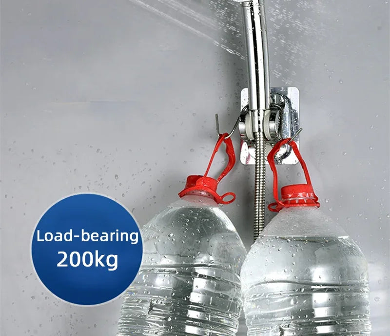 Universal Shower Head Holder No Drill Showerhead Bracket Adjustable Wall Mounted Holder for Bathroom Accessories Stable Rotation