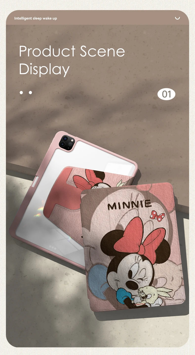 Ốp iPad Mickey Minnie Có Giá Để Bút, Bảo Vệ Toàn Diện - Daisan Mart