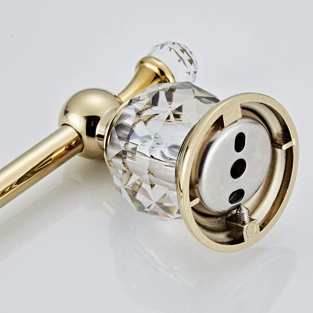 Crystal Toilet Paper Holder, Gold Toilet Roll Holder Modern Bathroom Accessories Zinc Alloy Tissue Hanger Wall Mounted