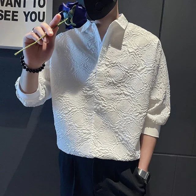 Latest Classy 2025 Men's White Half-Sleeve Shirt